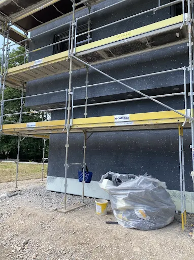 Échafaudage isolation extérieure — Plâtrerie Serra Blotzheim