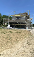 Maison en construction échafaudages — Plâtrerie Serra Blotzheim